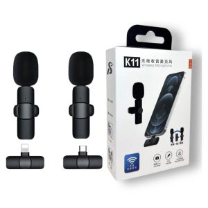 K11 2-In-1 Dual Wireless Collar Microphone Type-C And Lightning Omnidirectional Lavalier Mic - Electronic Accessory Designed For Audio Recording And Daily Streaming Routine