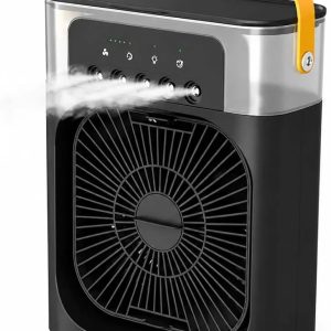 18-Inch Portable Mini Air Cooler Fan with Water Spray, USB Powered, 3-Speed Cooling & LED Light