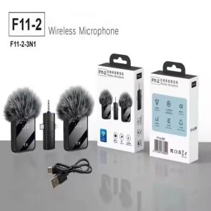 F11-2 (3 In 1) Noise Cancelling Wireless Dual Microphone Biggest Battery - Electronic Accessory Designed For Audio Recording And Voice Capture Routine