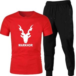 Premium Micro Men’s Tracksuit Markhor Print Comfortable Sportswear For Gym Workout Training And Daily Wear