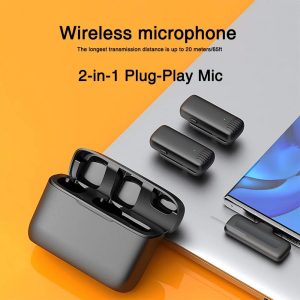 J13 Type C Dual Wireless Lavalier Microphone With Charging Case Video Recording Mic - Electronic Accessory For Audio Recording Routine