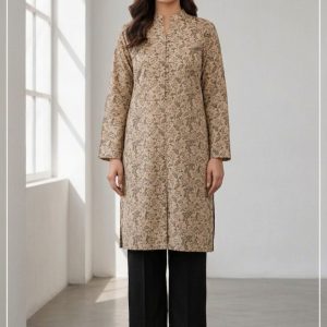 Unstitched Black Allover Block Printed 2-Pcs Katan Silk Suit for Women – Premium Soft Fabric Shirt & Trouser Dress Material