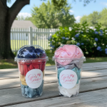 4Pc Colorful Satin Scrunchie Set In Clear Dome Lid Cups With Girly Goodies Label (Random Colour)