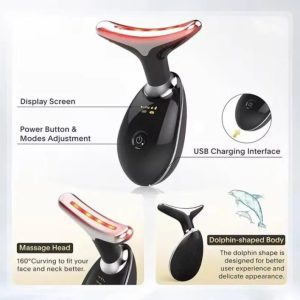 Neck Lifting And Tightening Massager EMS Microcurrent Face And Neck Device With LED Light