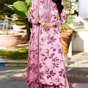 Aneela’s All-Over Print 9mm Sequins Embroidered Lawn 3Pc Unstitched Dress with 4-Side Embroidered Chiffon Dupatta