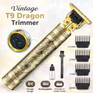 T9 Trimmer - Vintage T9 Gold Hair Trimmer -  Premium Body Dragon Shape T9 Hair Trimmer Plastic Body